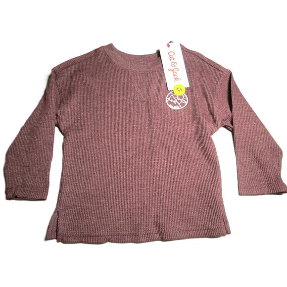 Cat & Jack Boy's Brown Pullover Shirt Waffle Knit Long Sleeves Size 12 months - Picture 1 of 5
